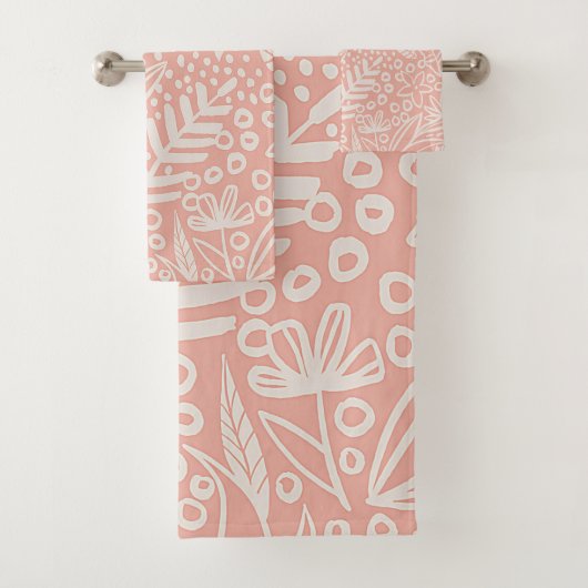 Contemprary Shapes Blush Pink and White Towel Bad Handdoek (Insitu)