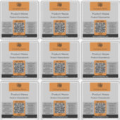 Conteneur QR Code Gris Orange Carré Étiquette de p (Devant)