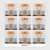 Conteneur QR Code Gris Orange Carré Étiquette de p (Feuille)