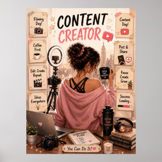 Content Creator Leven Poster | Maker Kamer Muur Ku (Voorkant)