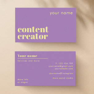 Content creator modern paarse Visitekaartje