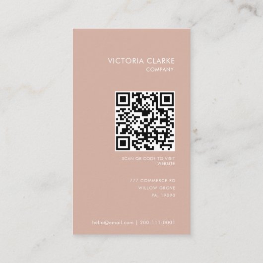 Content Creator Verticale Blush White Arch QR-code Visitekaartje (Achterkant)