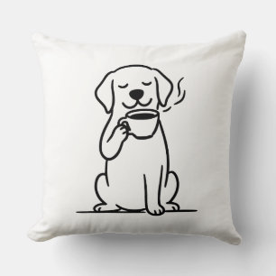 Content Honden Koffie Stemming Kussen