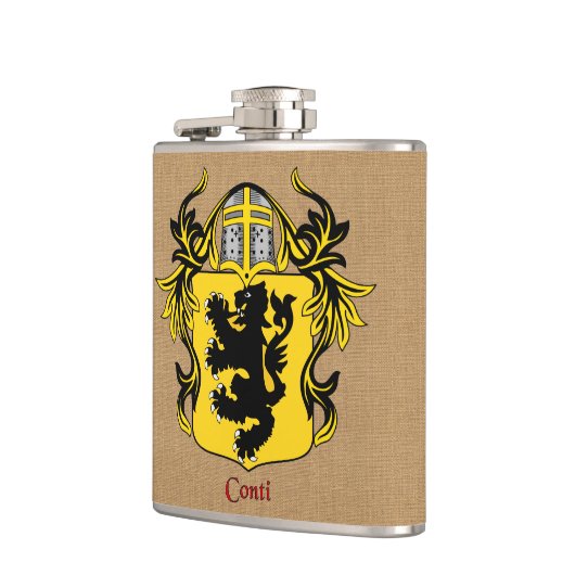 Conti Heraldisch Schild met Helm en Mantel Heupfles (Links)