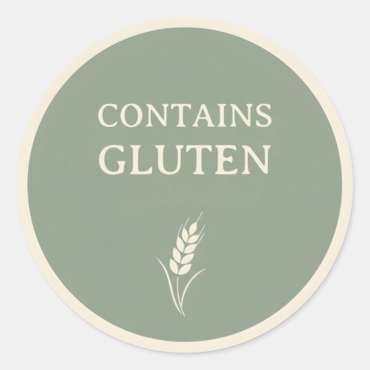 Contient du Gluten – Étiquette de Café Ronde Vert  (Devant)