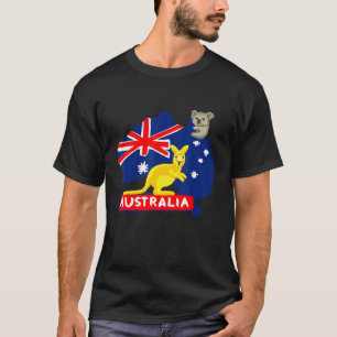 Continent Kangaroo Koala op de vliegkaart van Aust T-shirt