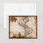 Continent of America Old Map Feestdagenkaart (Voorkant / Achterkant)