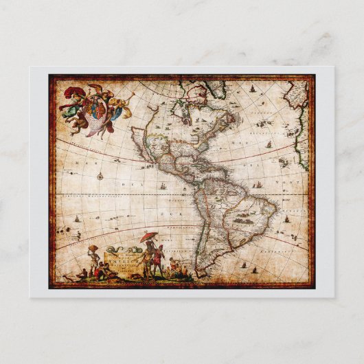 Continent of America Old Map Feestdagenkaart (Voorkant)