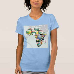 Continent van Afrika Mooie Mama Afrika Kleurrijk T-shirt