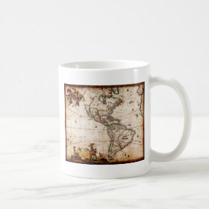 Continent van de Amerikaanse Oude Kaart Koffiemok