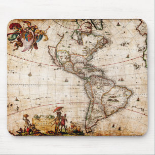 Continent van de Amerikaanse Oude Kaart Muismat