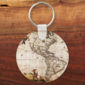 Continent van de Amerikaanse Oude Kaart Sleutelhanger (Voorkant)