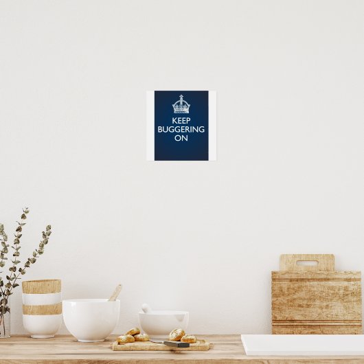 Continuez à faire du bugging - Poster bleu profond (Cuisine)