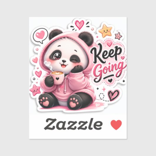 Continuez – Autocollant de motivation Cozy Panda  (Feuille)