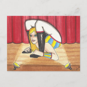 Contortionistisch circus en zijdelingse show brief briefkaart