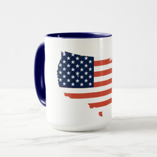 Contour de carte moderne des États-Unis - Mug blan