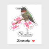 Contour Fleurs roses et Stickers Vinyle Colibris (Feuille)