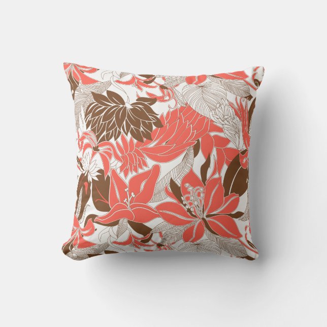 Contour Hawaii Tropical Lily en Protea Floral Kussen (Voorkant)