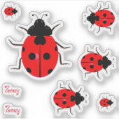 Contour Ladybugs Stickers Vinyl Étiquettes (Devant)