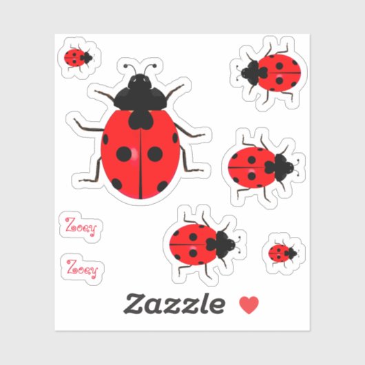 Contour Ladybugs Stickers Vinyl Étiquettes (Feuille)