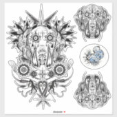 Contour Sticker Dogge Tattoo Stijl (Vel)