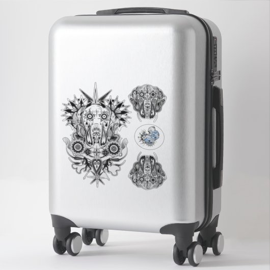 Contour Sticker Dogge Tattoo Stijl (Koffer)