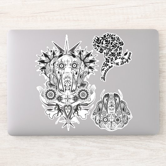 Contour Sticker Great Dane Tattoo Style (Computer)