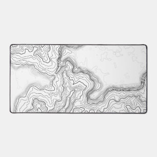 Contour topographique Blanc Jeu Souris Pad XL