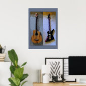 Contrabasgitaren Kunst Poster (Thuiskantoor)