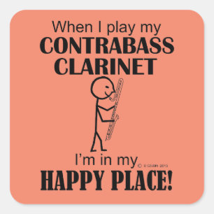 Contrabass Clarinet Happy Place Square Sticker