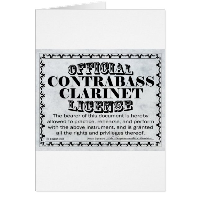 Contrabass Clarinet-licentie (Voorkant)