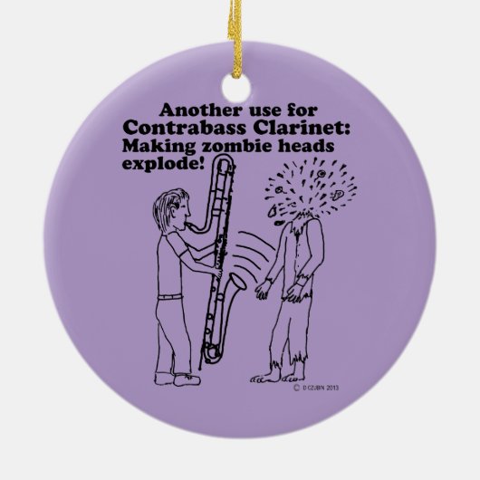 Contrabass Clarinet maakt Zombies explode Keramisch Ornament (Achterkant)