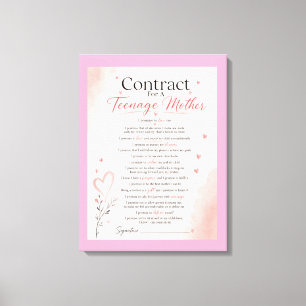 Contract voor tiener moeders canvas afdruk