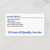 Contractant de peinture Carte de visite personnali (Dos)