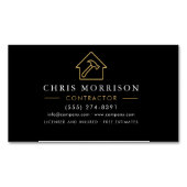 Contractor Business Card Magnet Black Gold Design (devant)