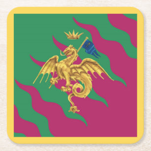 Contrada del Drago (Dragon) Palio di Siena Vierkante Kartonnen Onderzetter