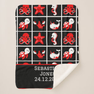 Contrast Baby- sensorische patroon rood zwart Sherpa Deken