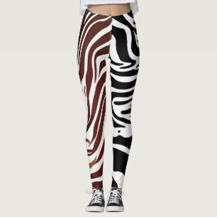 Contrasterende zwart wit bruin geruite Leggings