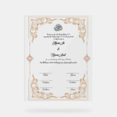 Contrat Mariage musulman acrylique (Recto)