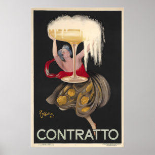 Contratto Champagne Vintage Alcoholreclame Poster