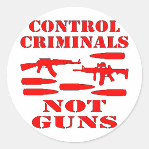 Control Criminals Not Guns Ronde Sticker