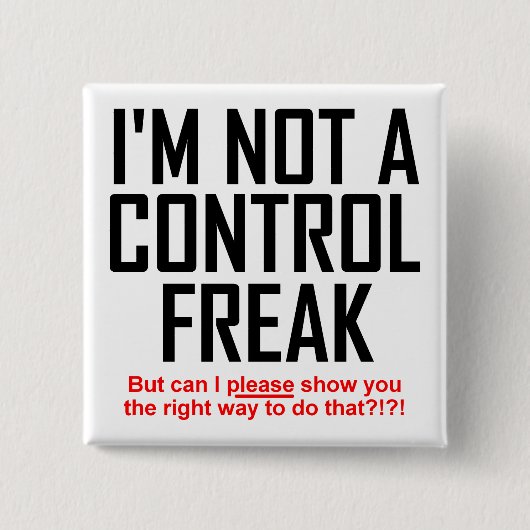 Control Freak Funny Button Badge Pin (Voorkant)