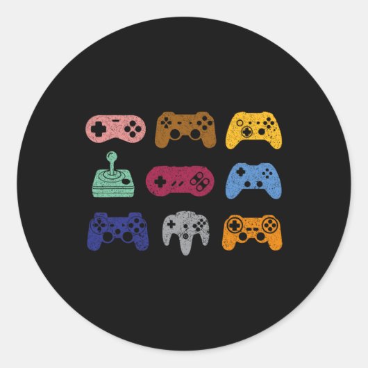 Controle Video Game Controller Console Gaming Retr Ronde Sticker (Voorkant)