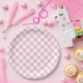 Controleer het Baby-roze en witte-controllerpatroo Papieren Bordje (Feest)