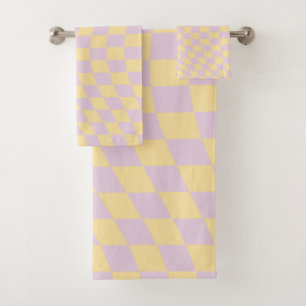 Controleer Lila Geel Checkerboard Gecontroleerd Pa Bad Handdoek