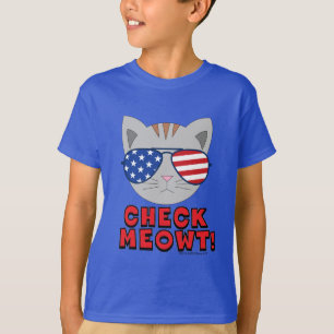 CONTROLEER MEOWT! Kat met Amerikaanse zonnebril gr T-shirt