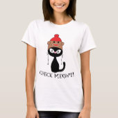 CONTROLEER MEOWT! Zwart Kat met socket-aap Pet T-shirt (Voorkant)