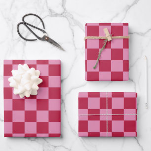Controleer patroon magenta en roze inpakpapier vel
