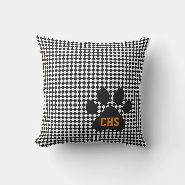 Controleer Patroon Paw Print INITIALEN School Kleu Kussen (Voorkant)