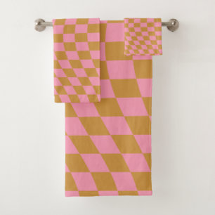 Controleer roze Mustard Checkerboard van het Patro Bad Handdoek